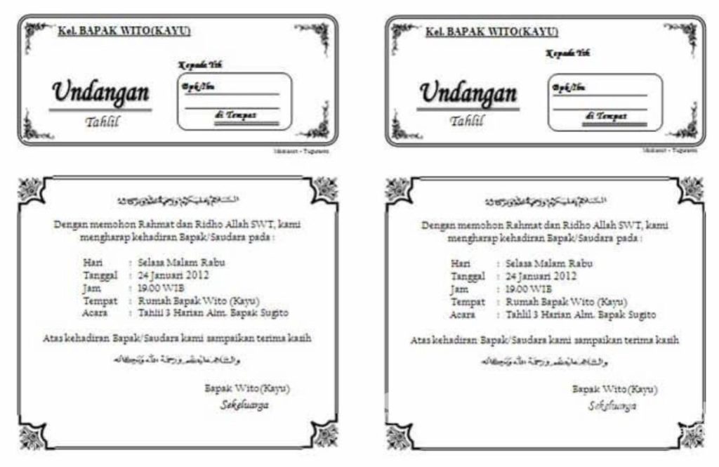 cetak undangan tahlil